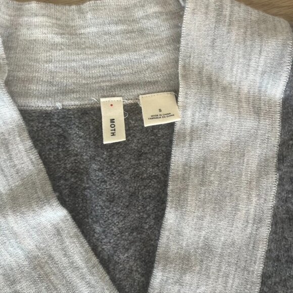 Anthropologie Moth Oatmeal Gray Colorblock Wool Alpaca Vneck Sweater Size Small - Picture 6 of 9